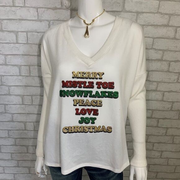 NWT True Self "Merry Christmas" Sweater - S - Picture 7 of 9